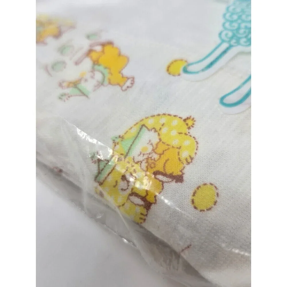 NOS VINTAGE CARTER'S CRIB TOP SHEET WHITE YELLOW CLOWNS BEARS  COTTON KNIT